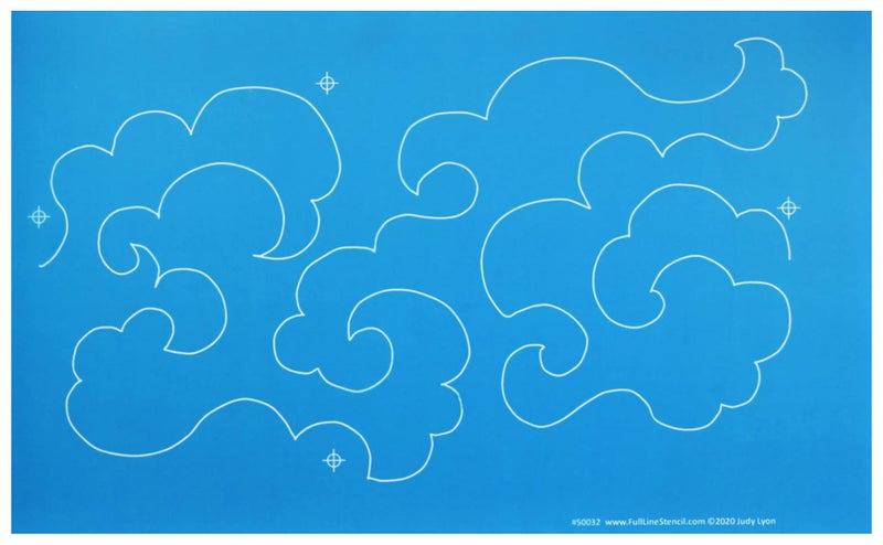 Full Line Stencil â€“ Cloudy Skies - Edge to Edge Stencil, Continuous Line Template for Free Motion Quilting, Domestic Machine Quilting, Hand Quilting, Long-Arm Quilting (50032) - Image 1